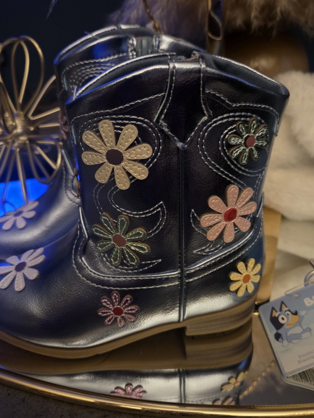 3fer Bundle Girls Western Cowgirl Boots + Faux Fur Mini Bag + Bluey Coin Purse - Picture 4 of 16